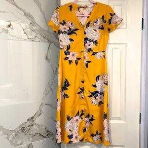 Loft yellow floral dress